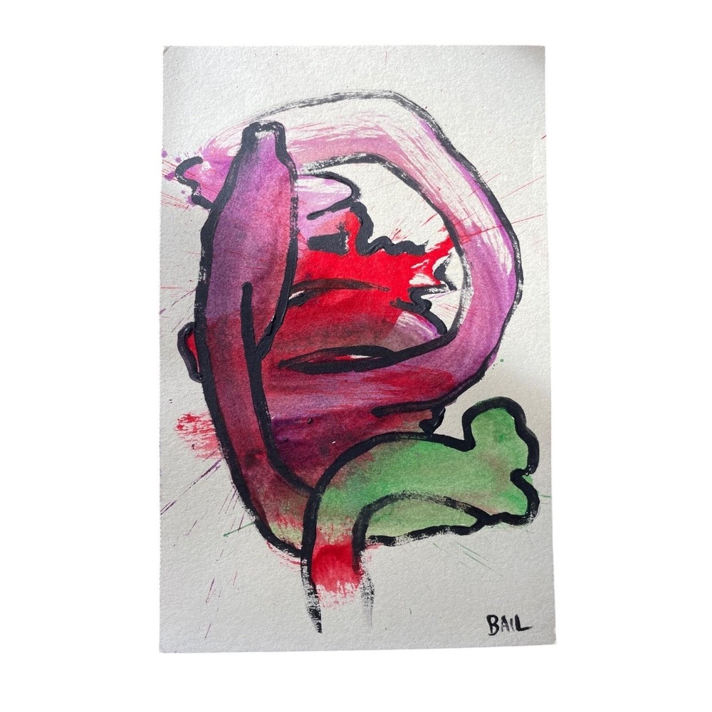 O Original Abstract Art Painting 5.5 x 8.5 Spiritual Artist Unique Expressionist